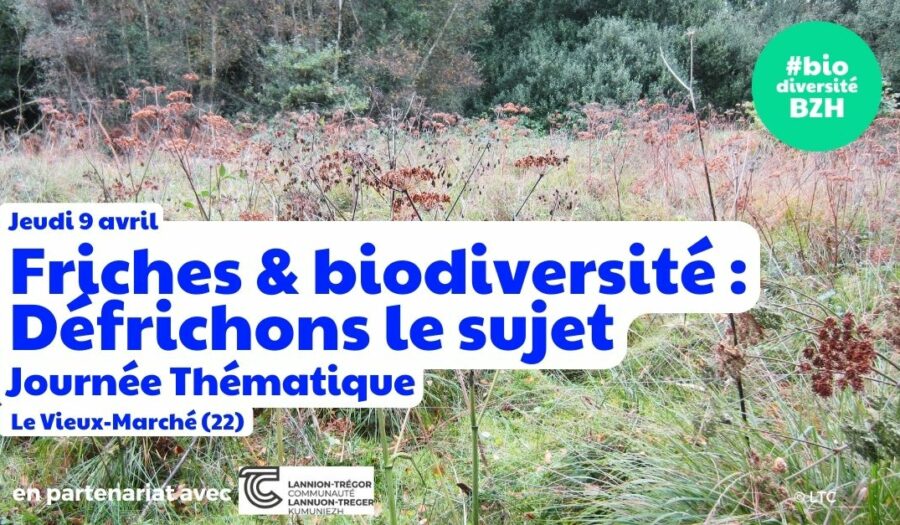 visuel journée thématique friches et biodiversité à Le Vieux-Marché dans les Côtes d'Armor le 9 avril.