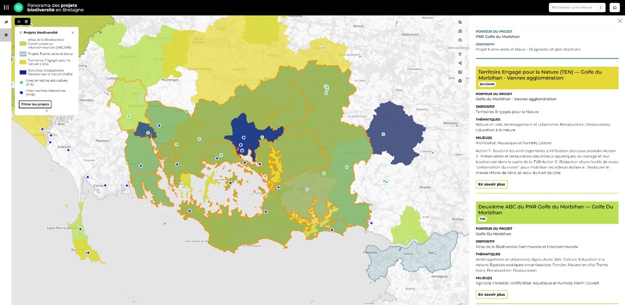 Zoom sur les projets biodiversité présents sur le territoire du Golfe du Morbihan - Vannes Agglomération